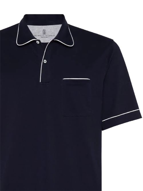 Navy blue men's polo BRUNELLO CUCINELLI | M0B133927CW283